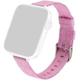 Woven Canvas Nylon Wrist Strap Watch Band For Series 6 & SE & 5 & 4 44mm / 3 & 2 & 1 42mm(Pink)
