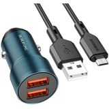 BOROFONE BZ19 Wisdom dubbele USB-poorten autolader met USB naar micro-USB-kabel