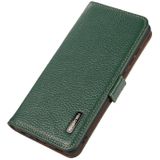 For Samsung Galaxy A03s 164mm Version KHAZNEH Side-Magnetic Litchi Genuine Leather RFID Phone Case(Green)