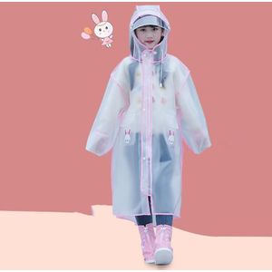 CYX307 Students And Children With Schoolbags Raincoats Full-Body Waterproof Poncho  Size: M(Powder)