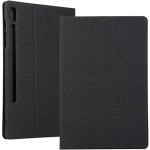 For Samsung Galaxy Tab S7 T870 (2020) Voltage Stretch Fabric Texture Horizontal Flip Leather Case with Holder(Black)