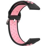 For Fitbit Versa 2 / Versa / Versa Lite / Blaze 23mm Sports Two Colors Silicone Replacement Strap Watchband(Black Pink)