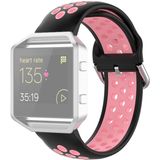 For Fitbit Versa 2 / Versa / Versa Lite / Blaze 23mm Sports Two Colors Silicone Replacement Strap Watchband(Black Pink)