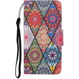 For Huawei P30 lite Colored Drawing Pattern Horizontal Flip Leather Case with Holder & Card Slots & Wallet & Lanyard(Rhombus Totem)