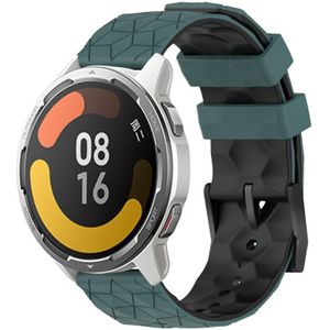 For Xiaomi MI Watch Color 2 22mm Football Pattern Two-Color Silicone Watch Band(Olive Green + Black)