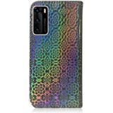 For Huawei P40 Solid Color Colorful Magnetic Buckle Horizontal Flip PU Leather Case with Holder & Card Slots & Wallet & Lanyard(Silver)
