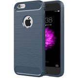 For iPhone 6 & 6s Brushed Texture Fiber TPU Rugged Armor Protective Case(Dark Blue)