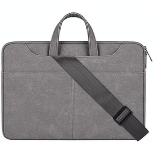 ST06SDJ Frosted PU Business Laptop Bag with Detachable Shoulder Strap  Size:14.1-15.4 inch(Dark Gray)