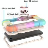 Shockproof Silicone + PC Protective Case with Dual-Ring Holder For iPhone 6/6s/7/8/SE 2020(Colorful Rose Gold)