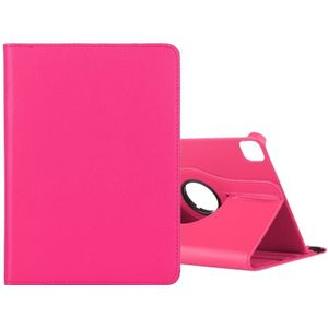 For iPad Pro 12.9 (2020) Litchi Texture Horizontal Flip 360 Degrees Rotation Leather Case with Holder(Rose Red)