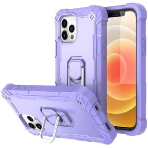 PC + Rubber 3-layers Shockproof Protective Case with Rotating Holder For iPhone 12 Mini(Purple)