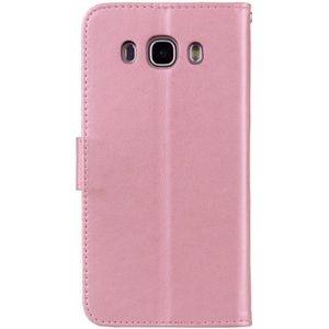 For Galaxy J5 (2016) / J510 Roses Pressed Flowers Pattern Flip Leather Case with Holder & Card Slots & Wallet (Rose Gold)