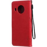 For Nokia X10 Tree & Cat Pattern Pressed Printing Horizontal Flip PU Leather Case with Holder & Card Slots & Wallet & Lanyard(Red)