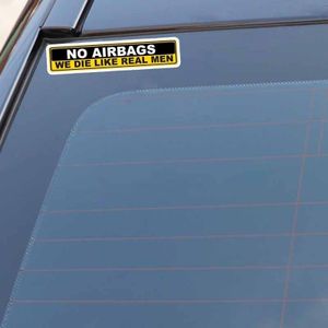 10 PCS YJZT 2X Car Sticker Warning NO AIRBAGS WE DIE LIKE REAL MEN PVC Decal  Size: 15cm x 3cm