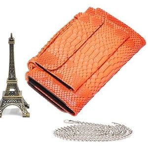 Genuine Leather Women Hand Bag Female Fashion Chain Shoulder Bag Luxury Designer Tote Messenger Bags(Orange)