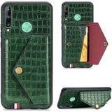 Voor Huawei Y7P/P40 Lite e Crocodile Patroon Envelop kaart pakket telefoon geval met magneet en beugel functie (groen)