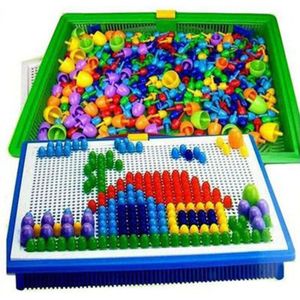 296 in 1 / Set voorschoolse educatieve creatieve DIY bureaublad paddestoel nagel puzzel spel speelgoed