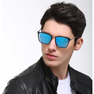 Men Fashion UV400 Square Frame Polarized Sunglasses (Gold & Black + Grey)