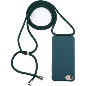 For iPhone 8 / 7 Candy Color TPU Protective Case with Lanyard(Dark Green)