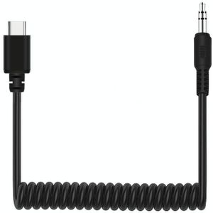 PULUZ 3.5mm TRRS Male to Type-C / USB-C Male Live Microphone Audio Adapter Spring Coiled Cable for DJI OSMO Pocket  Samsung  Huawei and Smartphones  Cable Stretching to 100cm(Black)