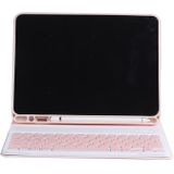 C-098B Snoep Kleur Huid Feel Textuur Bluetooth Toetsenbord Leren Case met Penhouder voor Ipad Air 2022 / Air 2020 10.9 (Pink)