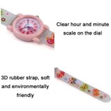 JNEW A335-20082 Kinderen Cartoon 3D Vlinder Waterdichte Tijd Cognitieve Siliconen Jelly Strap Quartz horloge (los poederwitje)