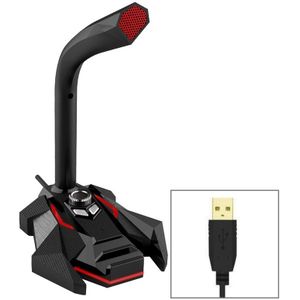 GK Desktop omnidirectionele USB bedraad Dual microfoon condensatormicrofoon  geluid van de ingebouwde kaart  compatibel met PC / Mac voor Live uitgezonden  Spektakel  KTV  etc. (zwart + rood)