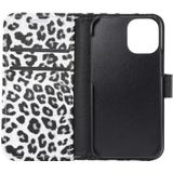 Leopard Pattern Horizontal Flip PC + PU Leather Case with Holder & Card Slots & Wallet For iPhone 13 mini(White)