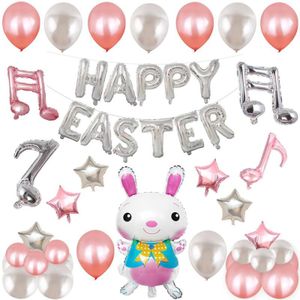 Vrolijk Pasen konijn patroon Pasen vakantie alfabetische ornament ballonnen