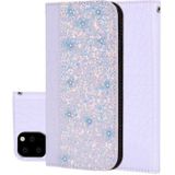 Krokodil textuur glitter poeder horizontale Flip lederen draagtas met kaartsleuven & houder voor iPhone 11 Pro (wit)