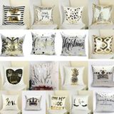 Fashion Bronzing Gold Printed Cushion Cover Sofa Seat Pillow Case  Size: 45*45cm