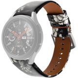 Voor Samsung Galaxy Watch4 40mm / 44mm lederen horlogeband (zwartgrijze bloemen)