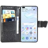 For Huawei P40 Butterfly Love Flower Embossed Horizontal Flip Leather Case with Bracket / Card Slot / Wallet / Lanyard(Black)