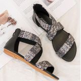 Dames zomer sandalen Boheemse etnische strand platte schoenen  maat: 37 (zwart)