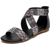 Dames zomer sandalen Boheemse etnische strand platte schoenen  maat: 37 (zwart)