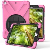 For Galaxy Tab S4 10.5 T830/T835 360 Degree Rotation PC + Silicone Protective Case with Holder & Hand-strap(Pink)