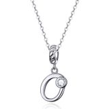 S925 Sterling Silver 26 English Letter Pendant DIY Bracelet Necklace Accessories  Style:O