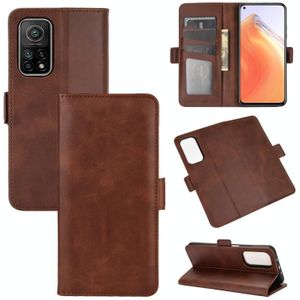 For Xiaomi Mi 10T / 10T Pro Dual-side Magnetic Buckle Horizontal Flip Leather Case with Holder & Card Slots & Wallet(Brown)