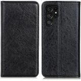For Samsung Galaxy S23 Ultra 5G Magnetic Crazy Horse Texture Horizontal Flip PU Phone Case(Black)