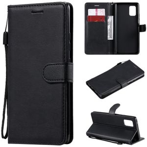 For Samsung Galaxy A71 5G Solid Color Horizontal Flip Protective Leather Case with Holder & Card Slots & Wallet & Photo Frame & Lanyard(Black)