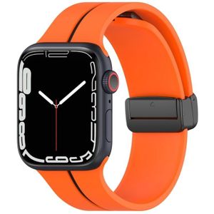 Twee kleuren vouwgesp siliconen horlogeband voor Apple Watch Ultra 49 mm (oranje + zwart)