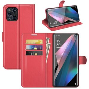 Voor OPPO Find X3 Pro / Find X3 Litchi Texture Horizontale Flip Beschermhoes met houder en kaartsleuven & portemonnee (rood)