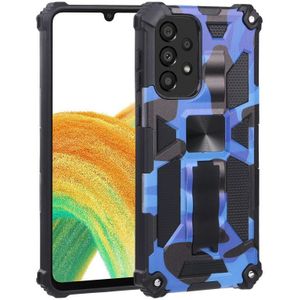 Voor Samsung Galaxy A33 5G Camouflage Armor Shockproof TPU + PC Magnetic Protective Phone Case met houder