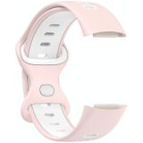 Voor Fitbit Charge 5 Smart Watch Sport Waterdichte tweekleurige siliconen band (roze wit)