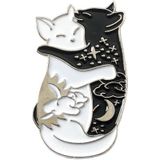 Hugging Cats Brooches Oil-Dripping Brooch Ornaments(Silver)
