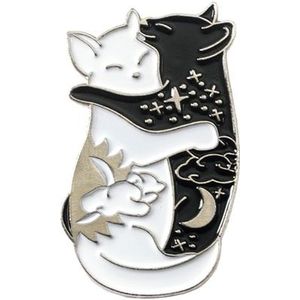 Hugging Cats Brooches Oil-Dripping Brooch Ornaments(Silver)