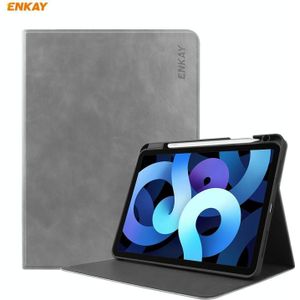 ENKAY ENK-8024 Cow Texture PU Leather + TPU Smart Case with Pen Slot for iPad Air 10.9 (2020) / iPad Pro 11 (2018)(Grey)