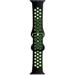 Butterfly Buckle Dual-tone Liquid Silicone Replacement Watchband For Apple Watch Series 6 & SE & 5 & 4 44mm / 3 & 2 & 1 42mm(Black+Green)