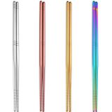 1 Pair Stainless Steel Tableware Colorful Reusable Metal Chopsticks Dishware  Length?23cm(Rose Gold)