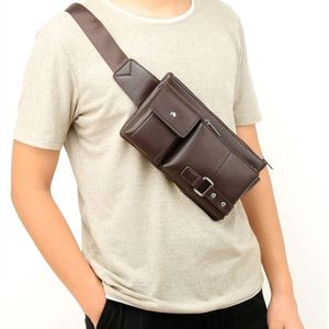 Universal Outdoor Men Shoulder Messenger Bags Retro Men Waist Bag  Size: S (24.5cm x 13cm x 1cm) (Brown)